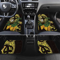 Yellow New Zealand Kowhai And Piwakawaka Car Mats Maori Ngaru Paua Shell LT14 Set 4pcs Yellow - Polynesian Pride