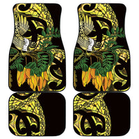 Yellow New Zealand Kowhai And Piwakawaka Car Mats Maori Ngaru Paua Shell LT14 - Polynesian Pride