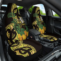 Yellow New Zealand Kowhai And Piwakawaka Car Seat Cover Maori Ngaru Paua Shell LT14 One Size Yellow - Polynesian Pride