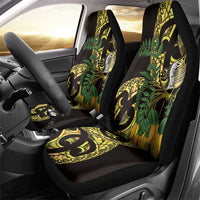 Yellow New Zealand Kowhai And Piwakawaka Car Seat Cover Maori Ngaru Paua Shell LT14 - Polynesian Pride