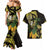 Yellow New Zealand Kowhai And Piwakawaka Couples Matching Mermaid Dress and Hawaiian Shirt Maori Ngaru Paua Shell