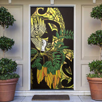 Yellow New Zealand Kowhai And Piwakawaka Door Cover Maori Ngaru Paua Shell LT14 Yellow - Polynesian Pride