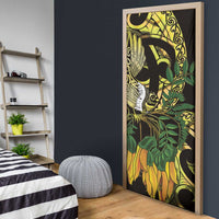 Yellow New Zealand Kowhai And Piwakawaka Door Cover Maori Ngaru Paua Shell LT14 - Polynesian Pride