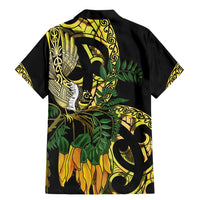 Yellow New Zealand Kowhai And Piwakawaka Family Matching Mermaid Dress and Hawaiian Shirt Maori Ngaru Paua Shell LT14 - Polynesian Pride