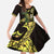 Yellow New Zealand Kowhai And Piwakawaka Family Matching Off The Shoulder Long Sleeve Dress and Hawaiian Shirt Maori Ngaru Paua Shell