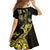 Yellow New Zealand Kowhai And Piwakawaka Family Matching Off Shoulder Short Dress and Hawaiian Shirt Maori Ngaru Paua Shell