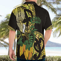 Yellow New Zealand Kowhai And Piwakawaka Hawaiian Shirt Maori Ngaru Paua Shell LT14 - Polynesian Pride