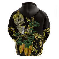 Yellow New Zealand Kowhai And Piwakawaka Hoodie Maori Ngaru Paua Shell LT14 - Polynesian Pride