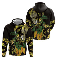 Yellow New Zealand Kowhai And Piwakawaka Hoodie Maori Ngaru Paua Shell LT14 - Polynesian Pride
