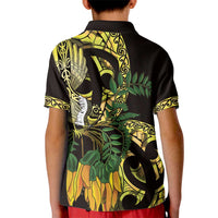 Yellow New Zealand Kowhai And Piwakawaka Kid Polo Shirt Maori Ngaru Paua Shell LT14 - Polynesian Pride
