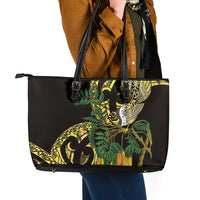 Yellow New Zealand Kowhai And Piwakawaka Leather Tote Bag Maori Ngaru Paua Shell LT14 - Polynesian Pride