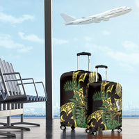 Yellow New Zealand Kowhai And Piwakawaka Luggage Cover Maori Ngaru Paua Shell LT14 - Polynesian Pride
