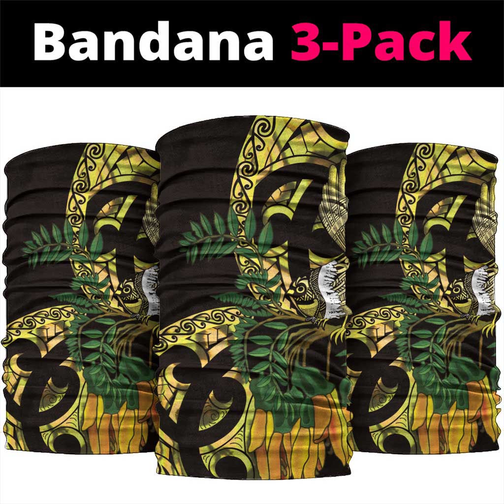 Yellow New Zealand Kowhai And Piwakawaka Neck Gaiter Maori Ngaru Paua Shell LT14 package One Size: 25*50cm Yellow - Polynesian Pride