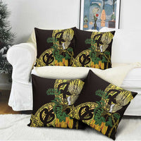 Yellow New Zealand Kowhai And Piwakawaka Pillow Cover Maori Ngaru Paua Shell LT14 - Polynesian Pride