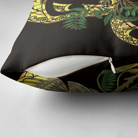 Yellow New Zealand Kowhai And Piwakawaka Pillow Cover Maori Ngaru Paua Shell LT14 - Polynesian Pride