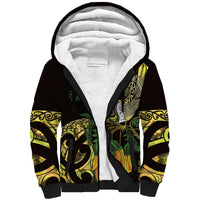 Yellow New Zealand Kowhai And Piwakawaka Sherpa Hoodie Maori Ngaru Paua Shell LT14 Unisex Yellow - Polynesian Pride