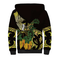 Yellow New Zealand Kowhai And Piwakawaka Sherpa Hoodie Maori Ngaru Paua Shell LT14 - Polynesian Pride