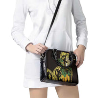 Yellow New Zealand Kowhai And Piwakawaka Shoulder Handbag Maori Ngaru Paua Shell