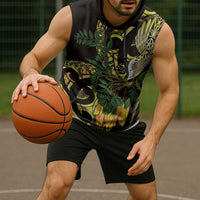 Yellow New Zealand Kowhai And Piwakawaka Sleeveless Hoodie Maori Ngaru Paua Shell LT14 - Polynesian Pride