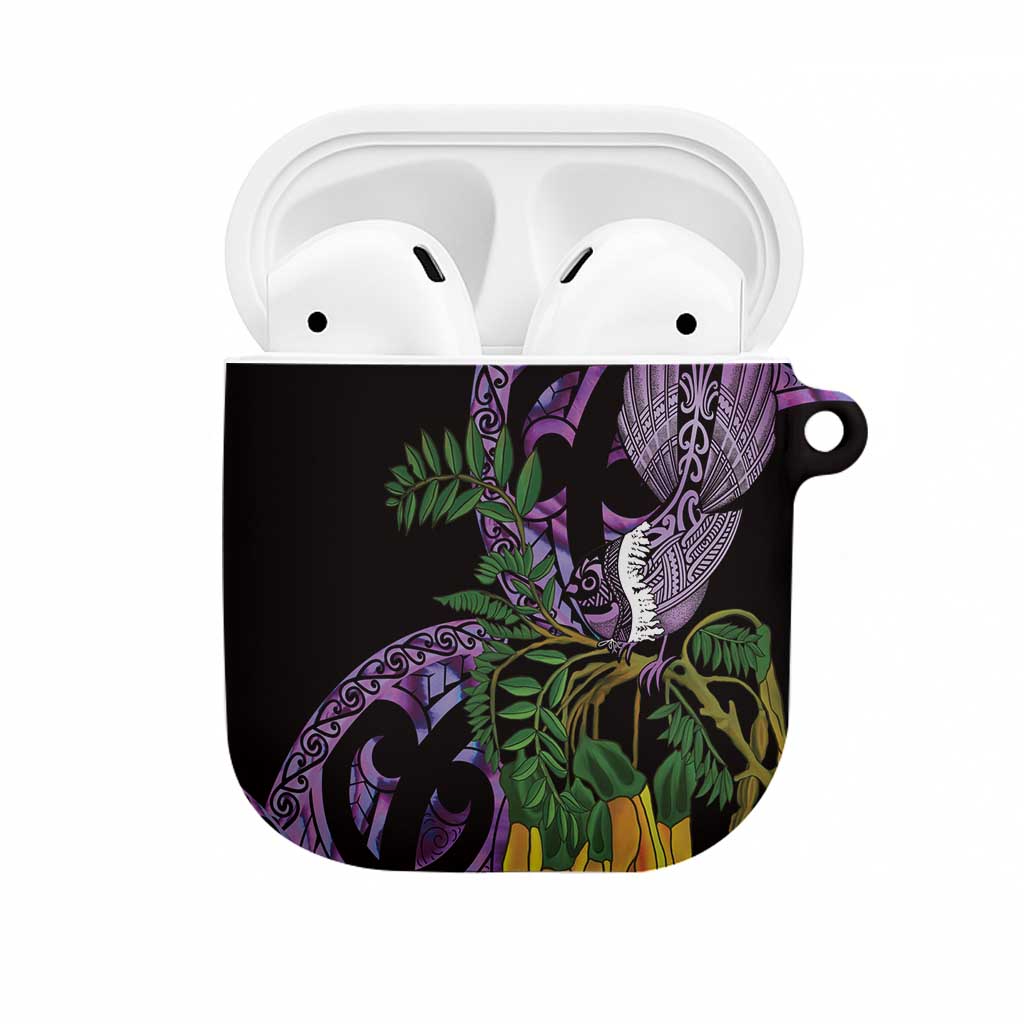 Purple New Zealand Kowhai And Piwakawaka AirPods Case Maori Ngaru Paua Shell LT14 Purple - Polynesian Pride