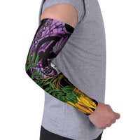 Purple New Zealand Kowhai And Piwakawaka Arm Sleeves Maori Ngaru Paua Shell LT14 - Polynesian Pride