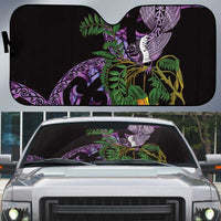 Purple New Zealand Kowhai And Piwakawaka Auto Sun Shade Maori Ngaru Paua Shell LT14 Purple - Polynesian Pride