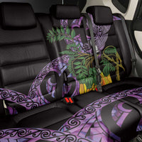 Purple New Zealand Kowhai And Piwakawaka Back Car Seat Cover Maori Ngaru Paua Shell LT14 - Polynesian Pride