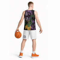 Purple New Zealand Kowhai And Piwakawaka Basketball Jersey Maori Ngaru Paua Shell LT14 - Polynesian Pride