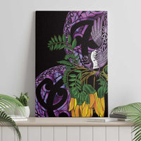 Purple New Zealand Kowhai And Piwakawaka Canvas Wall Art Maori Ngaru Paua Shell LT14 - Polynesian Pride