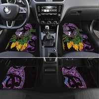 Purple New Zealand Kowhai And Piwakawaka Car Mats Maori Ngaru Paua Shell LT14 Set 4pcs Purple - Polynesian Pride