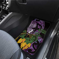 Purple New Zealand Kowhai And Piwakawaka Car Mats Maori Ngaru Paua Shell LT14 - Polynesian Pride