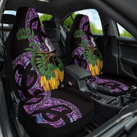 Purple New Zealand Kowhai And Piwakawaka Car Seat Cover Maori Ngaru Paua Shell LT14 One Size Purple - Polynesian Pride