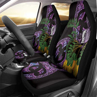 Purple New Zealand Kowhai And Piwakawaka Car Seat Cover Maori Ngaru Paua Shell LT14 - Polynesian Pride