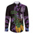 Purple New Zealand Kowhai And Piwakawaka Family Matching Short Sleeve Bodycon Dress and Hawaiian Shirt Maori Ngaru Paua Shell