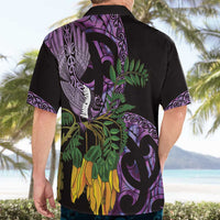 Purple New Zealand Kowhai And Piwakawaka Hawaiian Shirt Maori Ngaru Paua Shell LT14 - Polynesian Pride