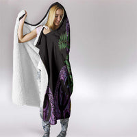 Purple New Zealand Kowhai And Piwakawaka Hooded Blanket Maori Ngaru Paua Shell LT14 - Polynesian Pride
