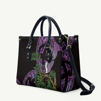 Purple New Zealand Kowhai And Piwakawaka Leather Bag Maori Ngaru Paua Shell LT14 Purple - Polynesian Pride