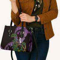 Purple New Zealand Kowhai And Piwakawaka Leather Bag Maori Ngaru Paua Shell LT14 - Polynesian Pride