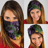 Purple New Zealand Kowhai And Piwakawaka Neck Gaiter Maori Ngaru Paua Shell LT14 - Polynesian Pride