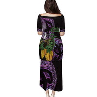 Purple New Zealand Kowhai And Piwakawaka Puletasi Maori Ngaru Paua Shell LT14 - Polynesian Pride