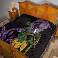 Purple New Zealand Kowhai And Piwakawaka Quilt Maori Ngaru Paua Shell LT14 - Polynesian Pride