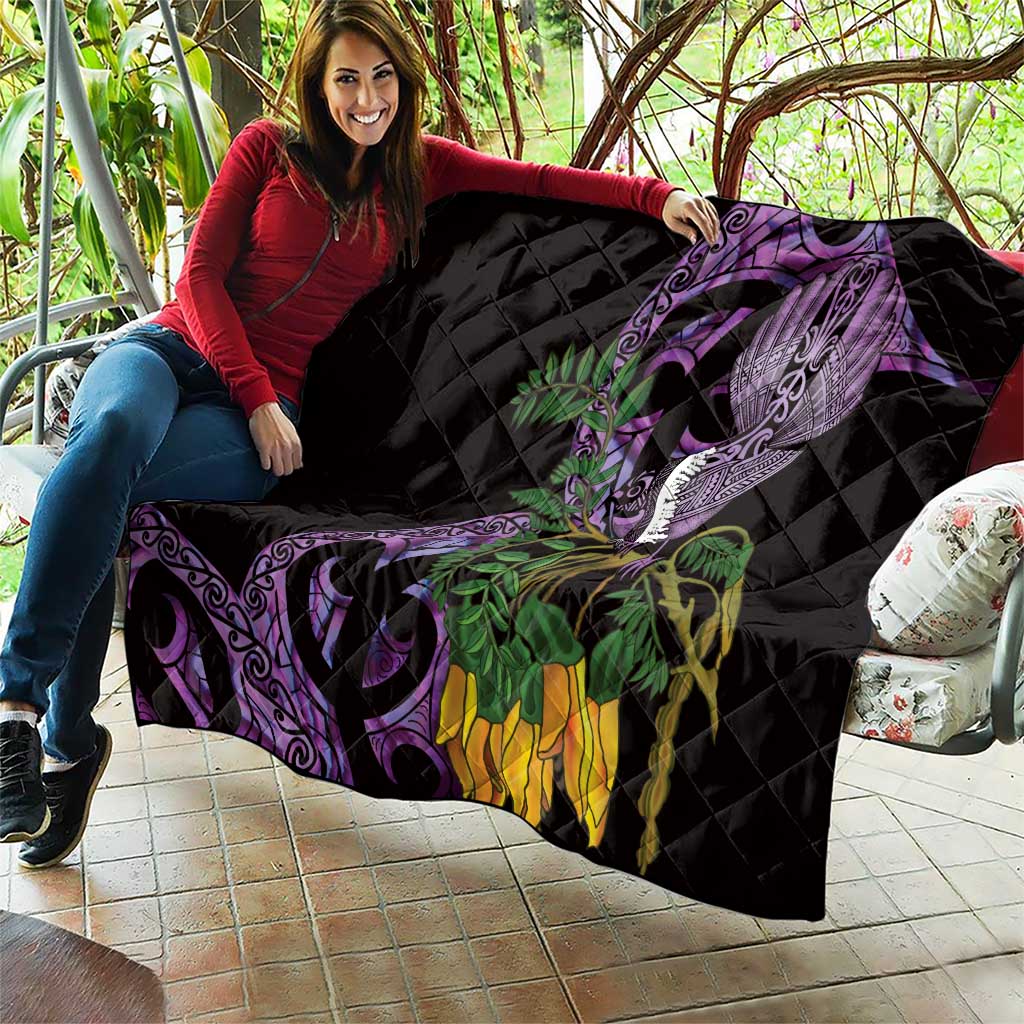 Purple New Zealand Kowhai And Piwakawaka Quilt Maori Ngaru Paua Shell LT14 - Polynesian Pride