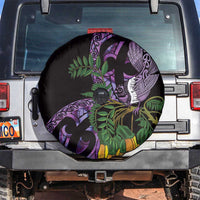 Purple New Zealand Kowhai And Piwakawaka Spare Tire Cover Maori Ngaru Paua Shell LT14 Purple - Polynesian Pride