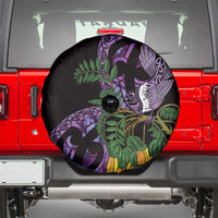 Purple New Zealand Kowhai And Piwakawaka Spare Tire Cover Maori Ngaru Paua Shell LT14 - Polynesian Pride