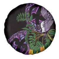 Purple New Zealand Kowhai And Piwakawaka Spare Tire Cover Maori Ngaru Paua Shell LT14 - Polynesian Pride