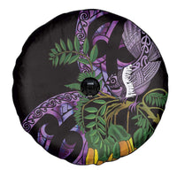 Purple New Zealand Kowhai And Piwakawaka Spare Tire Cover Maori Ngaru Paua Shell LT14 - Polynesian Pride