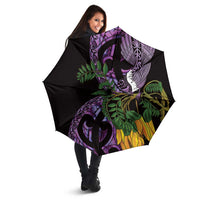 Purple New Zealand Kowhai And Piwakawaka Umbrella Maori Ngaru Paua Shell LT14 - Polynesian Pride