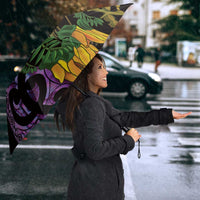 Purple New Zealand Kowhai And Piwakawaka Umbrella Maori Ngaru Paua Shell LT14 - Polynesian Pride