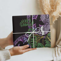 Purple New Zealand Kowhai And Piwakawaka Wrapping Paper Maori Ngaru Paua Shell LT14 - Polynesian Pride