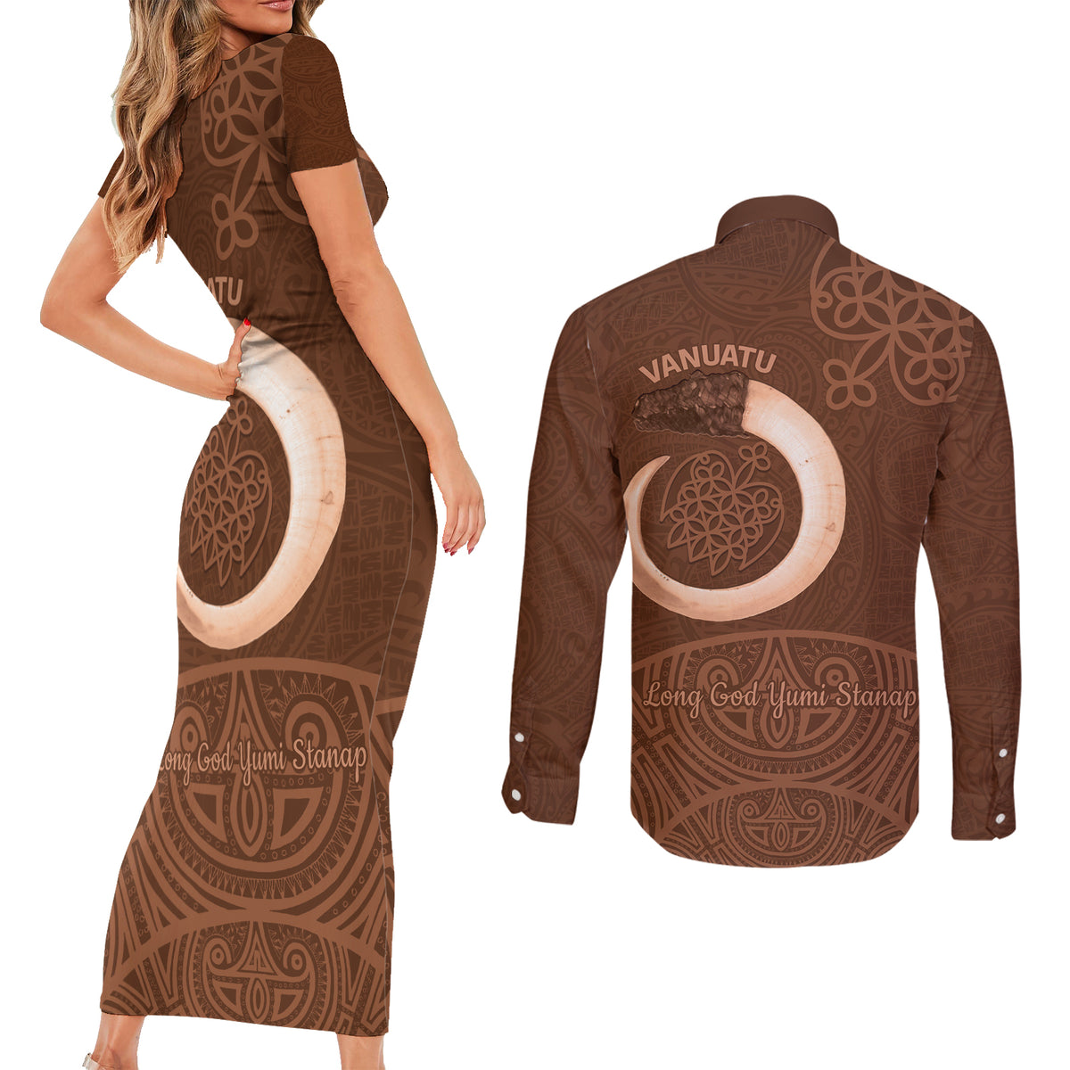 Vanuatu Indipendens Dei Couples Matching Short Sleeve Bodycon Dress and Long Sleeve Button Shirt Yumi 44th Sand Drawing Turtle Mix Lapita